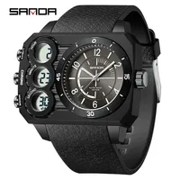 SANDA 6237 Men's Electronic Watch Sports Waterproof Luminous Creative Large Dial Calendar Cool Digital Watches for Men