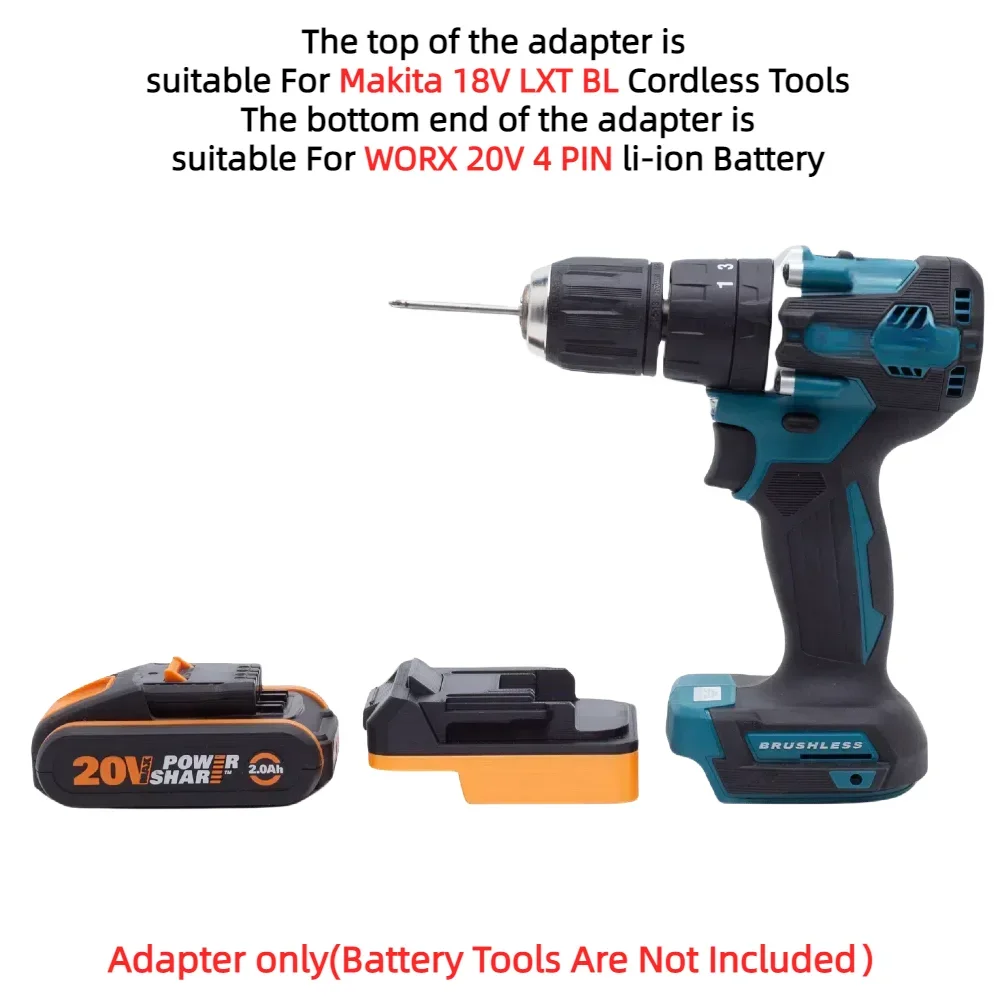 Battery Adapter Converter for WORX 20V 4 PIN Li-ion Battery Series To Makita 18V LXT BL Cordless Power Tools(Adapters only）