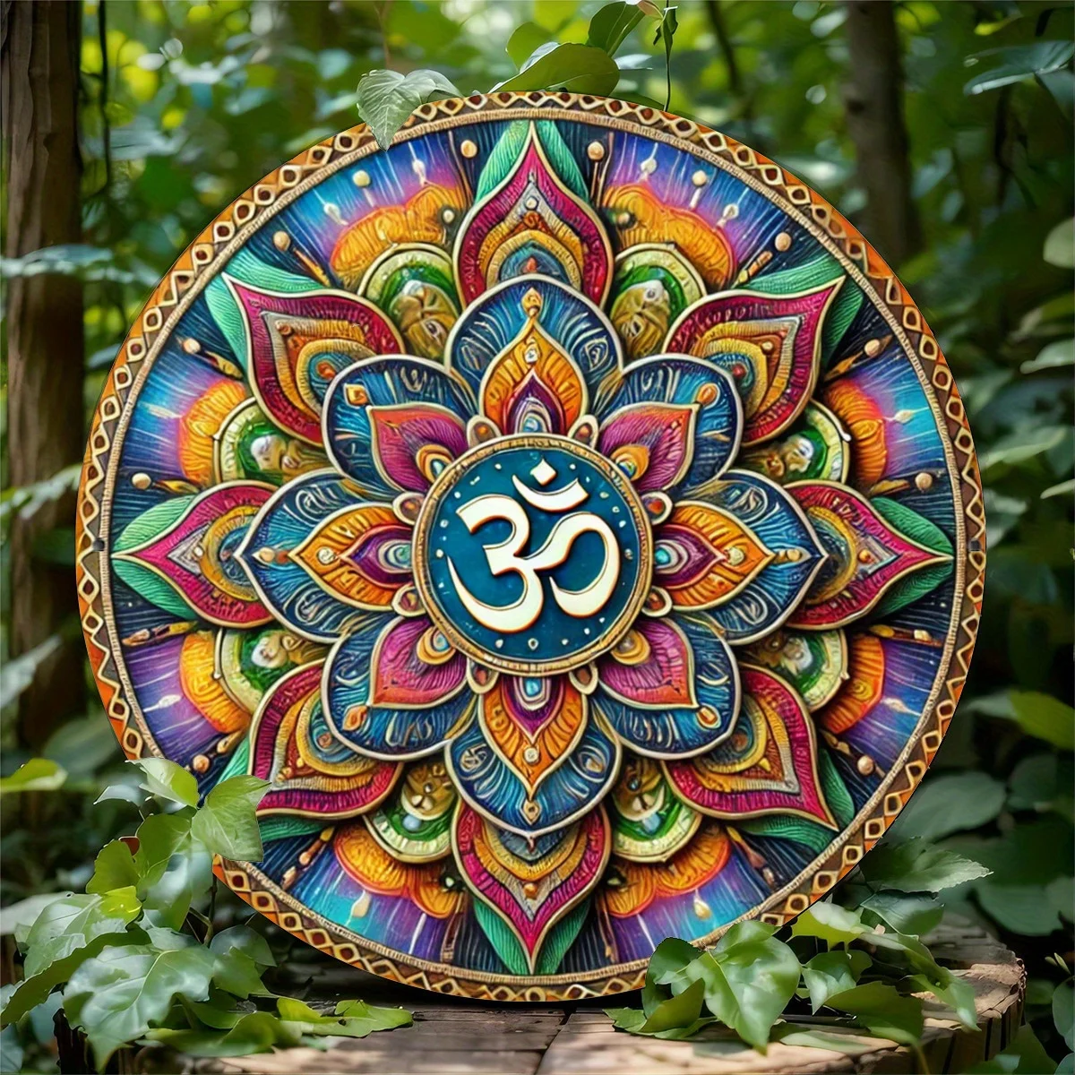 

Vintage Round Metal Om Symbol Sign - 7.8" Aluminum Wall Art for Garden Decor, Home \u0026 Dorm Gift for Women
