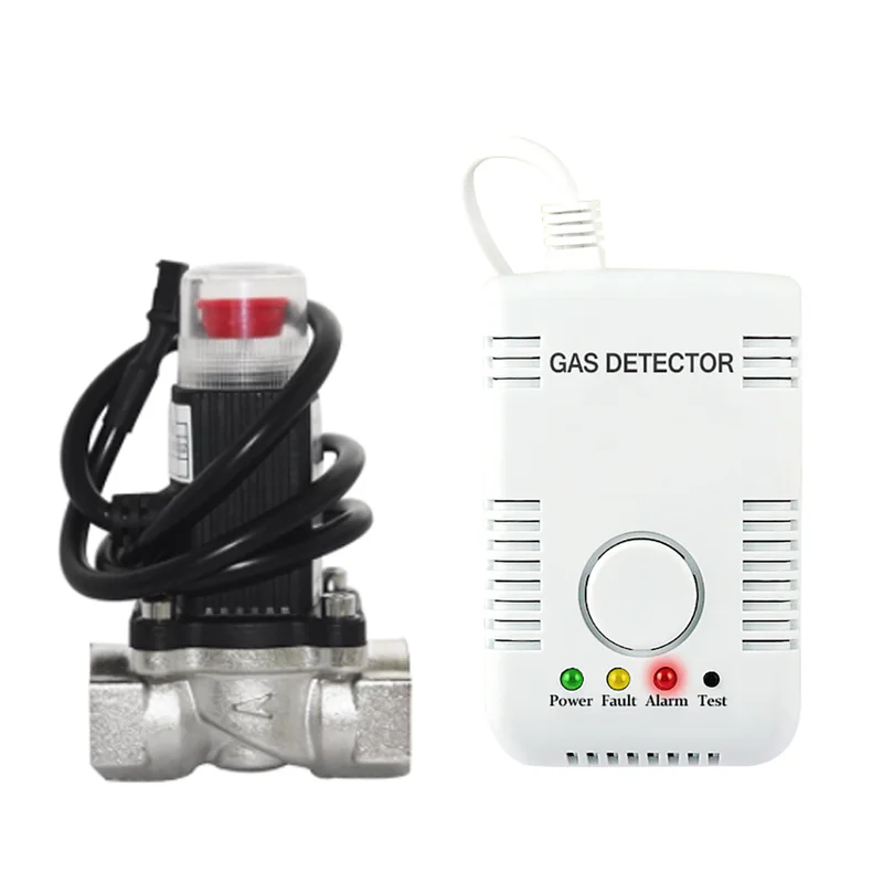 Detektor wycieku gazu domowy Tester wycieku palnego LPG czujnik alarmu z automatycznym zaworem odcinającym DN20 do System alarmowy do domu