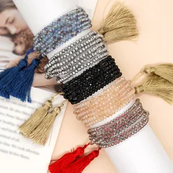 Rice bead bracelet Crystal Multilayer Fashion Simple Hand knitting Bohemia Adjustable Beaded bracelet