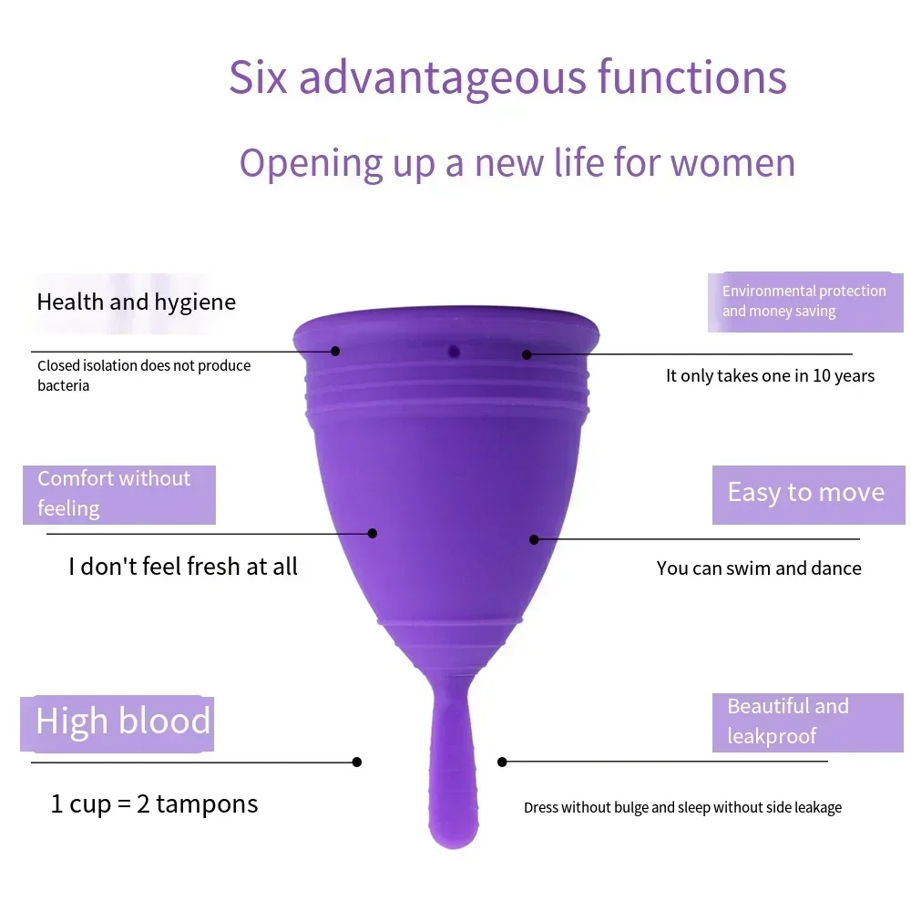 Foldable and Retractable Menstrual Cup with Lid, Portable Women\'s Sports and Side Leakage Prevention Silicone Monthly Cup