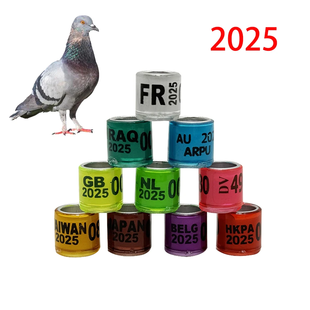 2025 Pigeon Foot Ring 8mm with Numbers Aluminum Plastic Bird Foot Ring Multicolor Bird Supplies Training Tool 50 Pcs