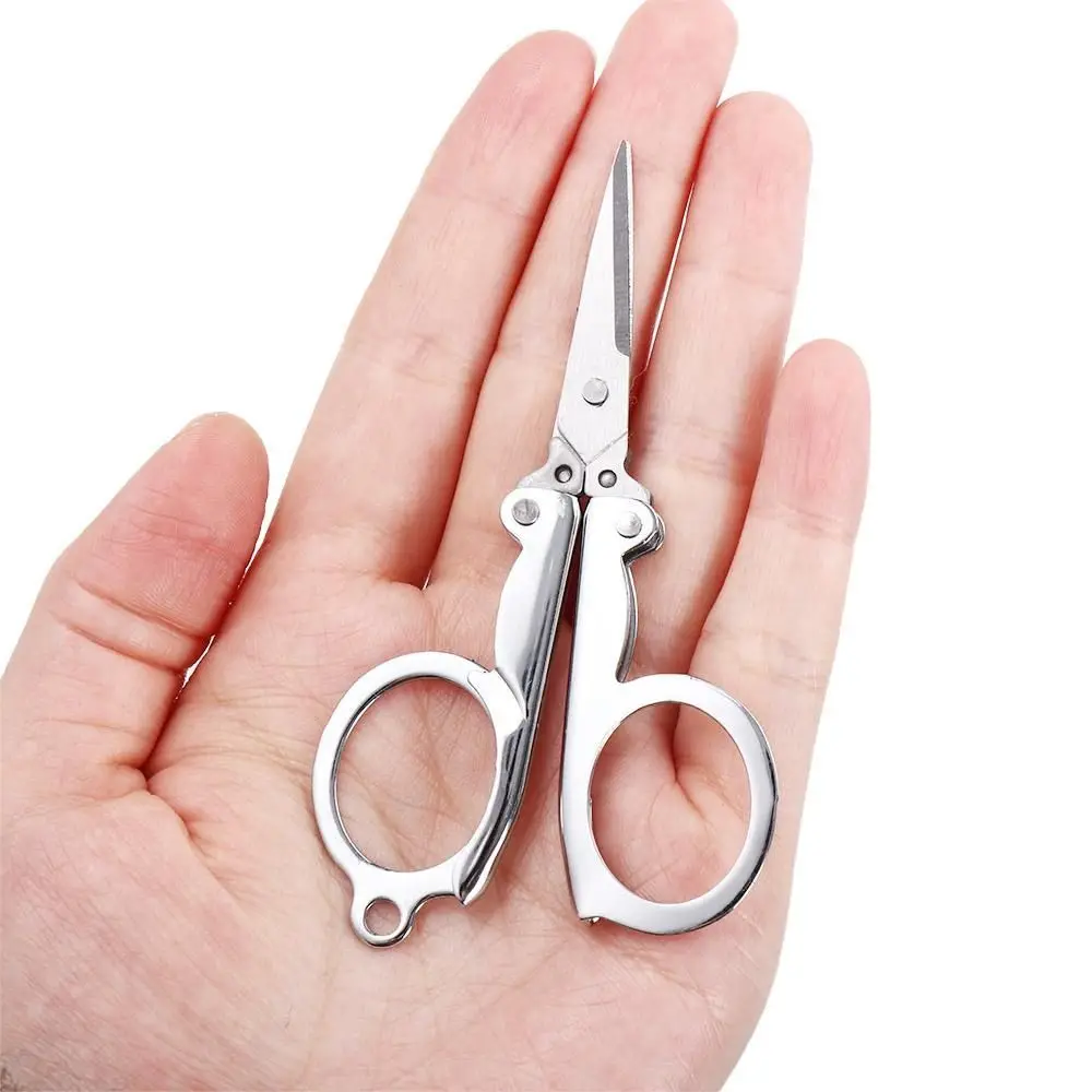 Silver Foldable Scissors New Mini Compact Pocket Scissor Stainless Steel Mini Scissors Travel