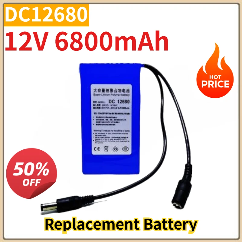 

New DC12680 Replacement Battery 12V 6800mAh Lithium Ion Rechargeable Battery High Capacity Ac Power Charge