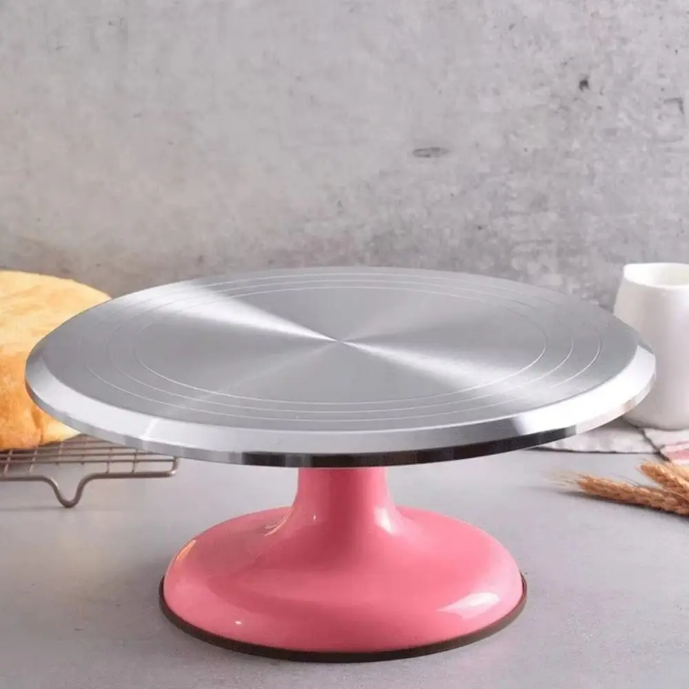 

Aluminum Alloy Birthday Cake Turntable Non Slip 10 /12 Inch Cake Decorating Spinner Round Silicone Bottom Rotating Cake Stand