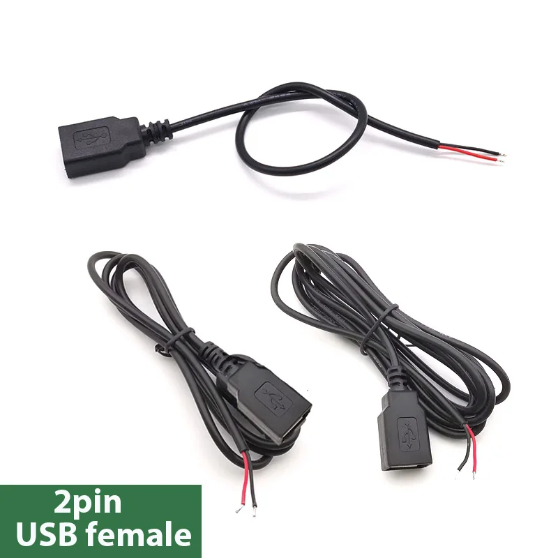 

Power Supply Cable 2 Pin USB 2.0 A Female 2Pin Wire Jack Charger Charging Cord Extension Connector DIY 5V Line