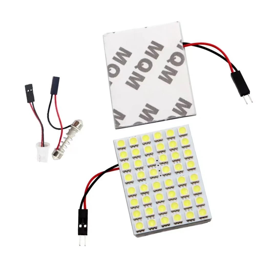 

2pcs T10 5050 3030 LED Panel Car White Light Interior Reading Lamp Universal Car Trunk Roof Dome Bulb 48 SMD Lights 12V
