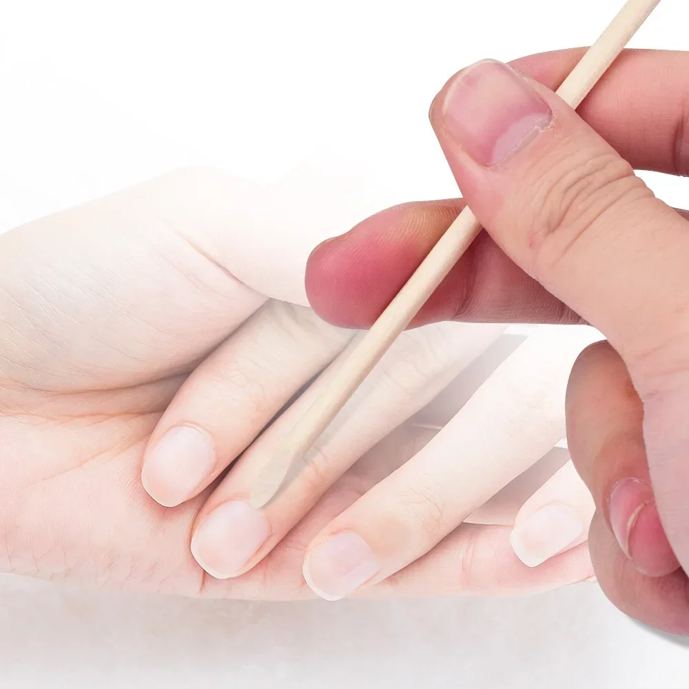 Juego de varillas empujadoras de cutículas de madera naranja para uñas, 100 Uds., producto para eliminar la piel muerta, decoración artística de uñas, manicura y pedicura, herramientas para uñas de doble cara