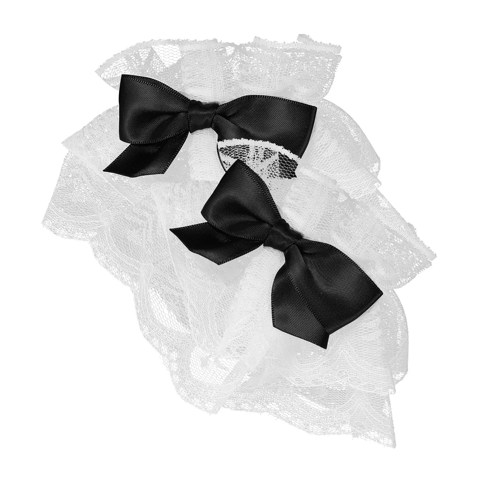 زوج واحد من أصفاد المعصم من الدانتيل، قفازات أنيقة بدون أصابع للنساء، إكسسوارات أزياء رومانسية لحفلات الزفاف وحفلات الشاي والمهرجانات #2