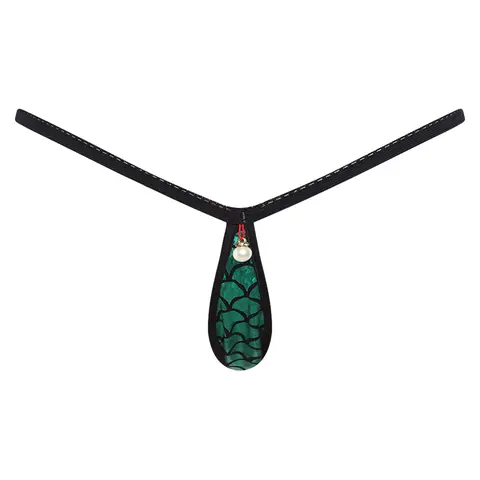 Women Metallic Shiny Fishscale Print Bikini Thong Swimwear Low Rise Cutout T-back G-string Mini Briefs for Beach Pool Sunbathing