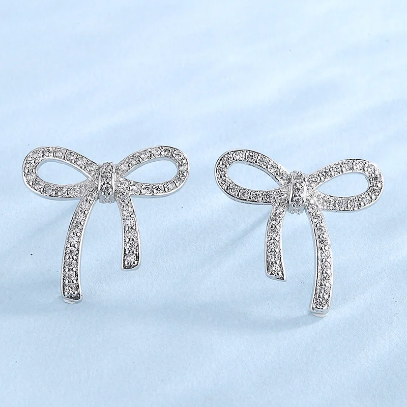 New 925 Sterling Silver Earrings 5A Zircon Cute for Women good Quality Wedding Engagement Jewelry Big Earrings Party Gifts