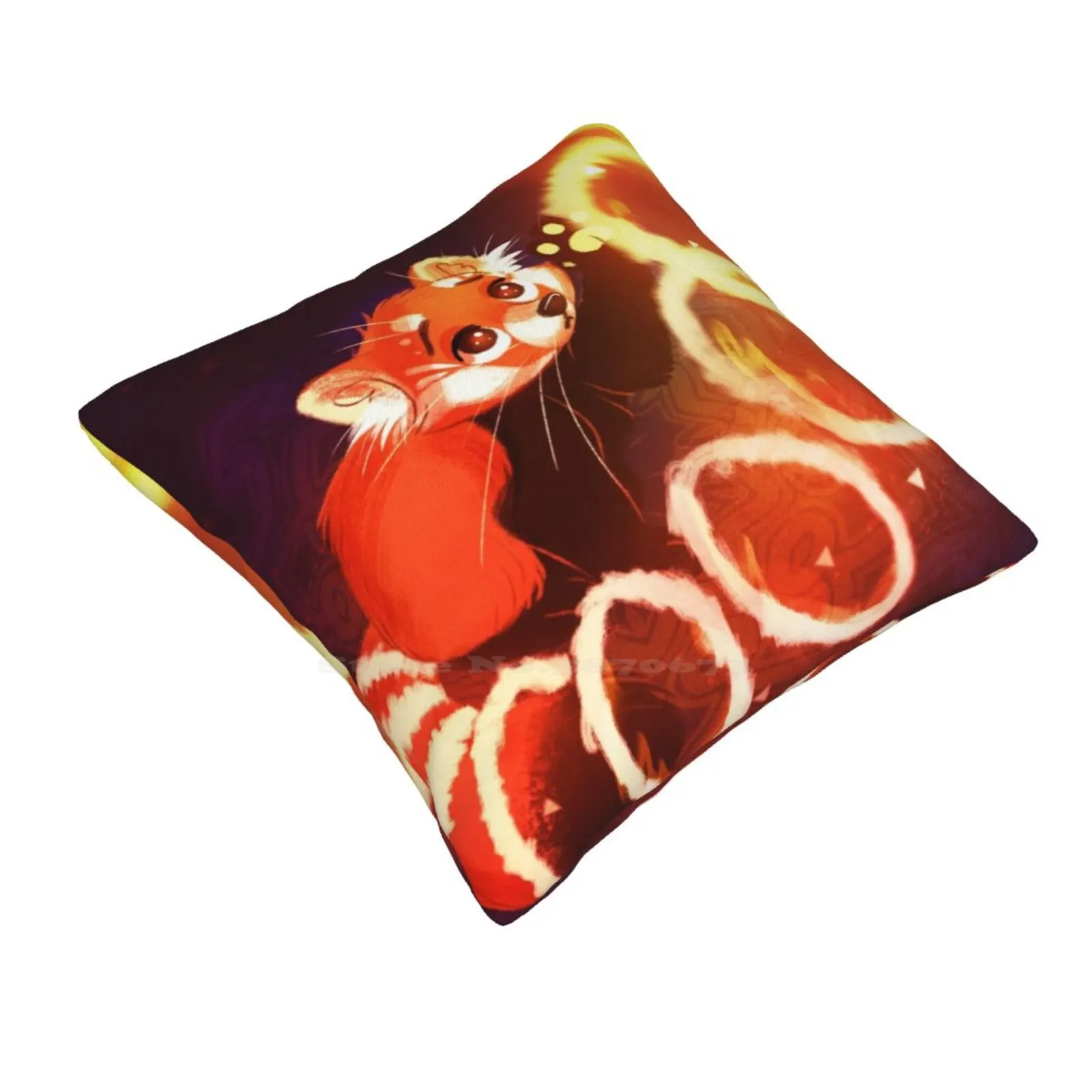 Red Panda Throw Cushion Pillow Cover Red Panda Bear Magic Rings Tail Fire Ring Emotional Burning Hope