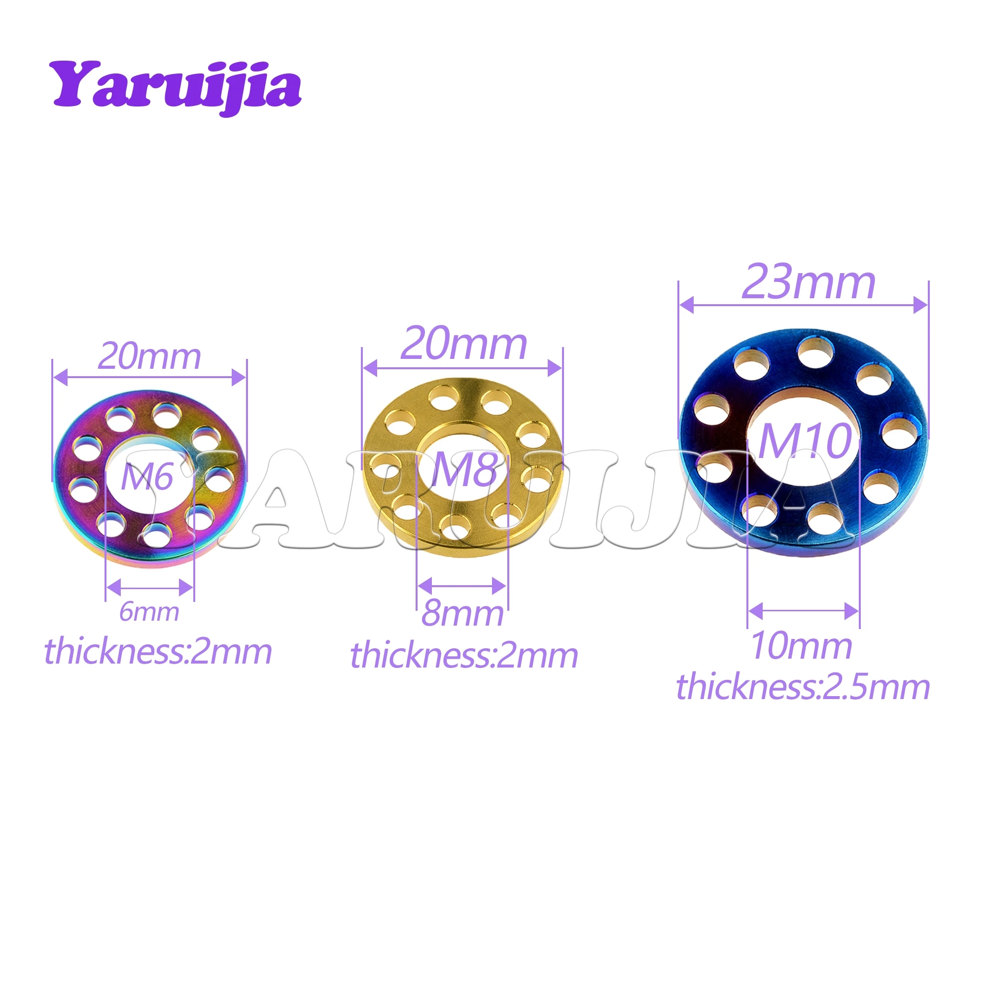 Yaruijia M6/M8/M10 9 Porous Nine Holes Washers Titanium Drilled Spacer Gaskets for Motorcycle Part Accessory