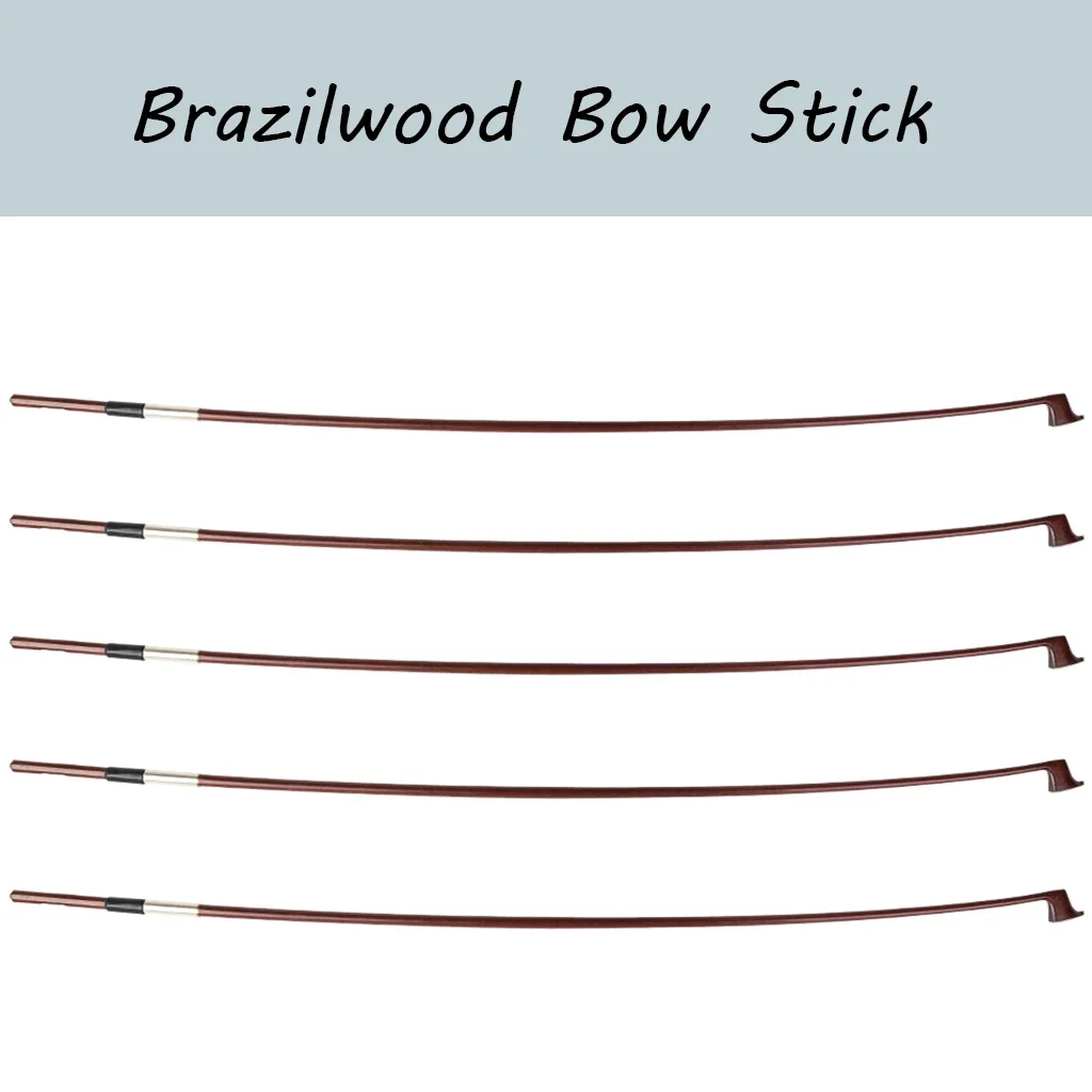 Unfinished Violin Bow Stick Blank Silver Line Wire Sheepskin Grip Bow Brazilwood Violin Bow Maker Stick Violino Arco 5Pcs