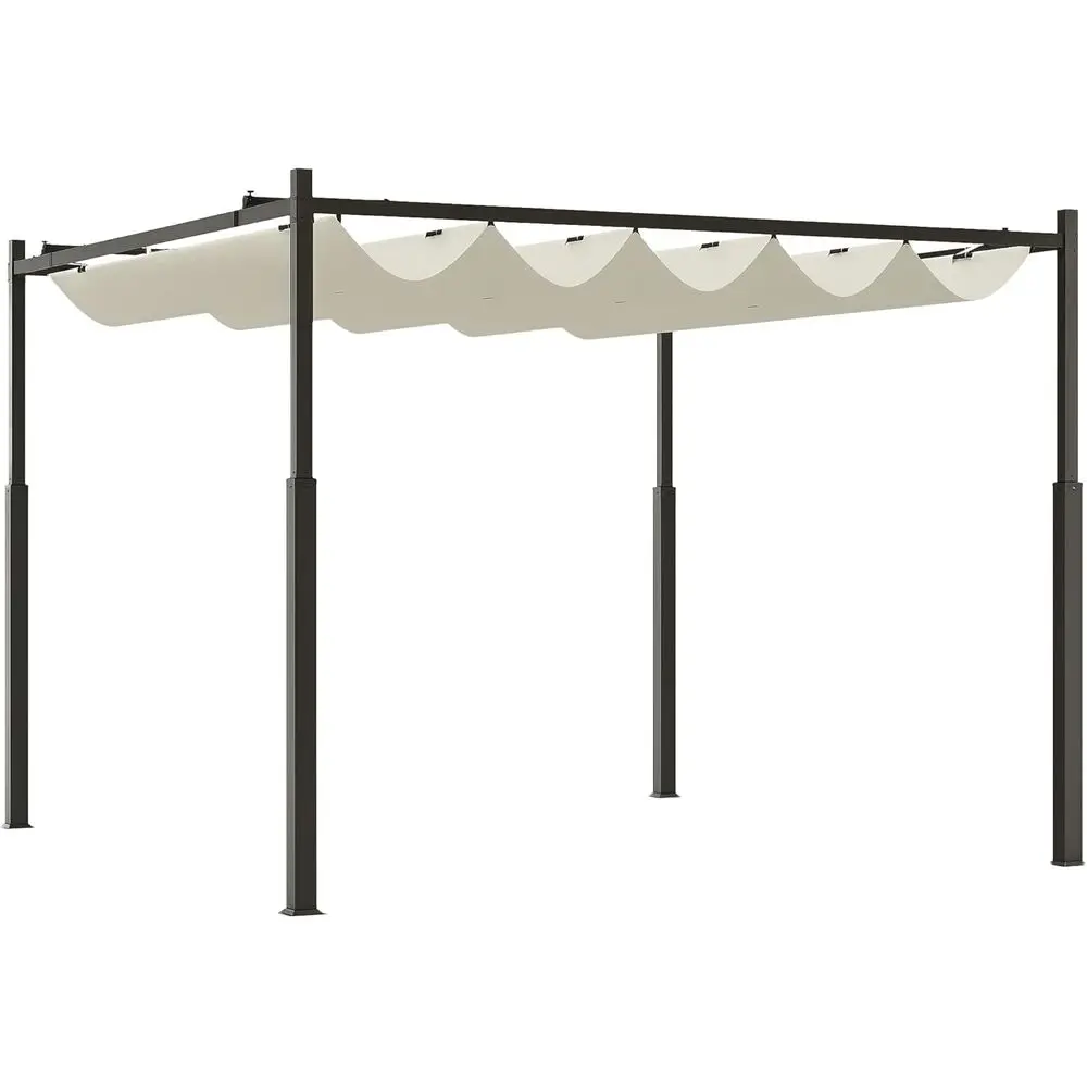 

10' x 10' Retractable Pergola Canopy with Magnetic Fixture, UPF30+ Outdoor Patio Sun Shade Shelter, 3.1" Metal Column, for Patio