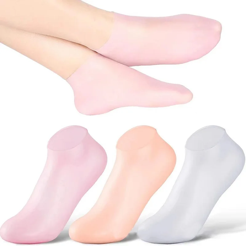 2Pcs Silicone Foot Care Socks Anti Cracking Moisturizing Gel Socks Cracked Dead Skin Remove Protector Pain Relief Pedicure Tools