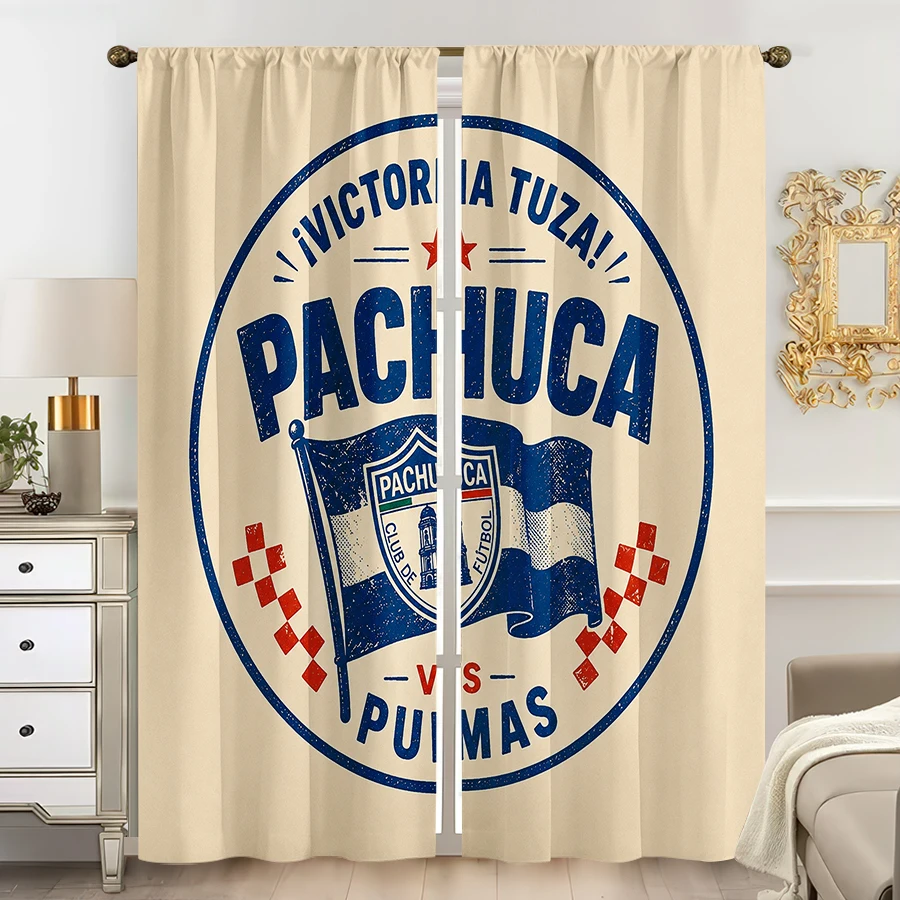 Championship Pachuca Soccer Football Fan Curtains 2pcs Window Curtain Home Decor Sports Theme Living Room Decoration