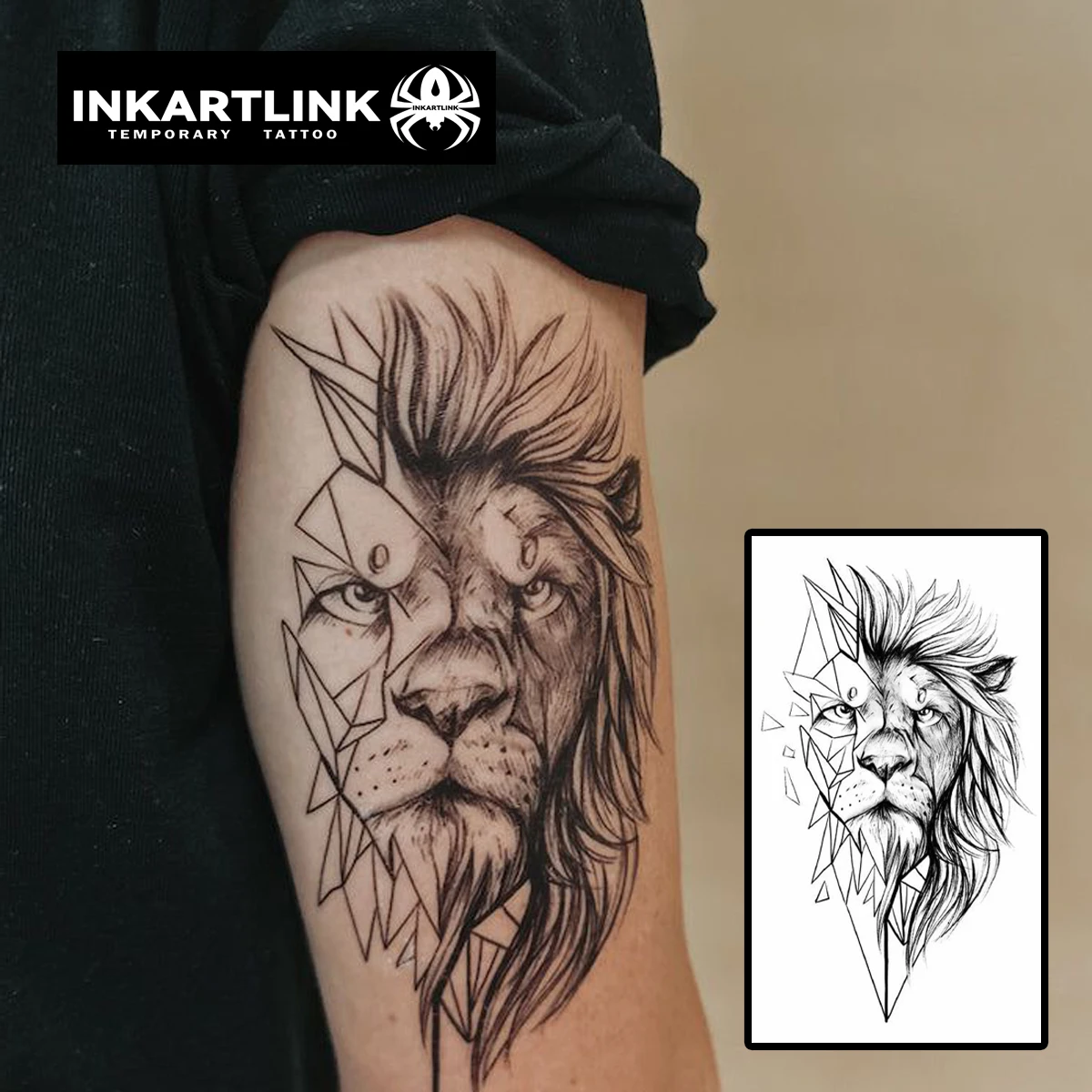 Lion Temporary Tattoo,Lasts To 15 Days New Technology Magic Waterproof Semi Permanent Sticker.