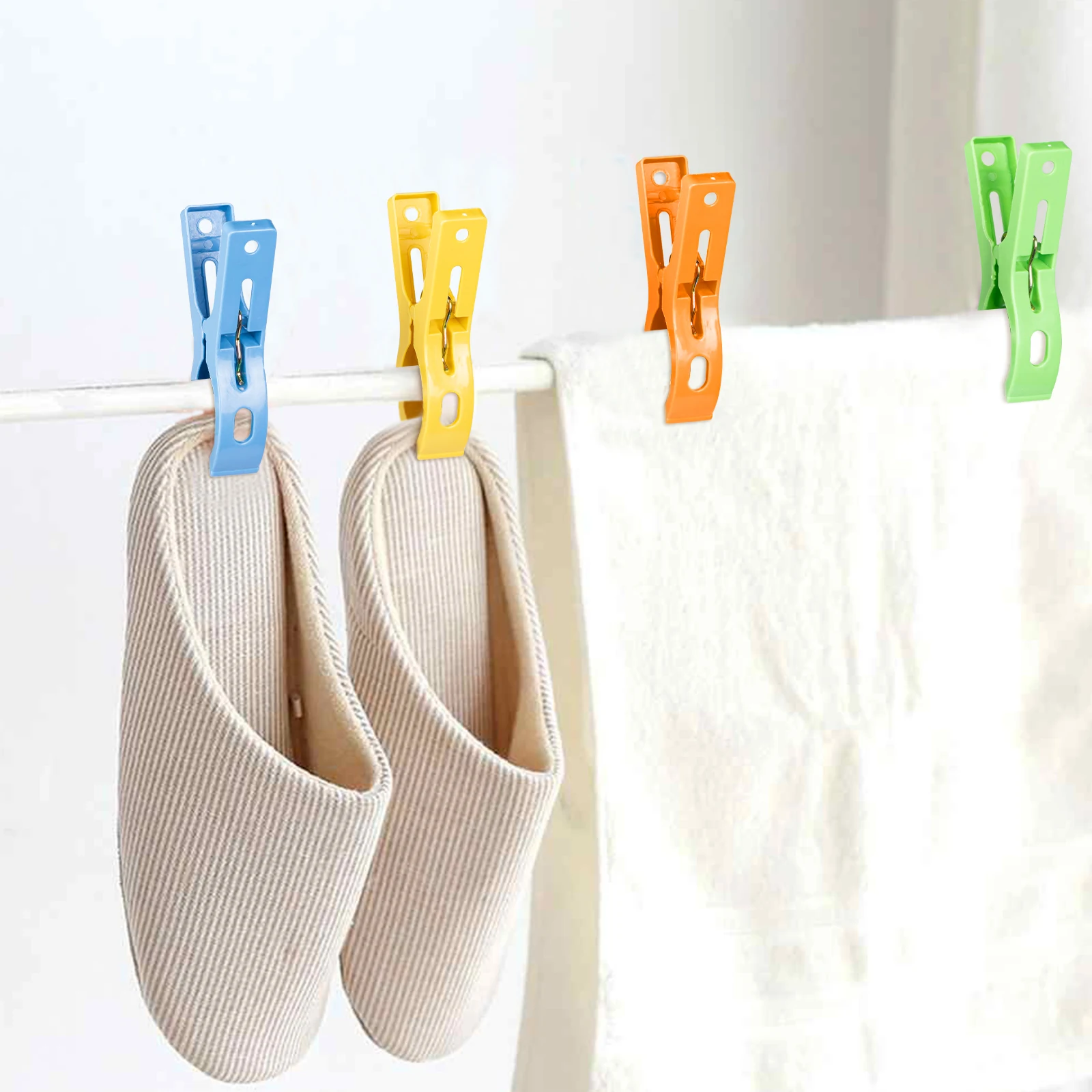 8pcs Large Bright Colour Clothes Clip Plastic Beach Towel Pegs Clothespin Clips To Sunbed Home Wardrobe Storage High Quality