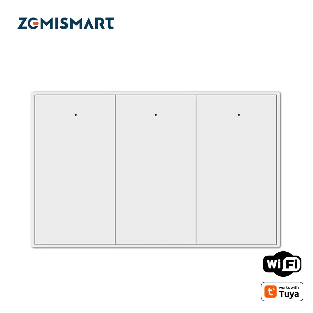 Zemismart wifi eua interruptor de luz parede fio neutro necessário trabalho com tuya alexa google casa controle voz 1 2 3 gangues interruptor