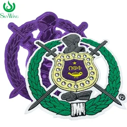 10.5'' Height Omega Psi Phi Chenille Shield; Purple and Gold; Fraternity 1911 Patch Iron on for Hoodie