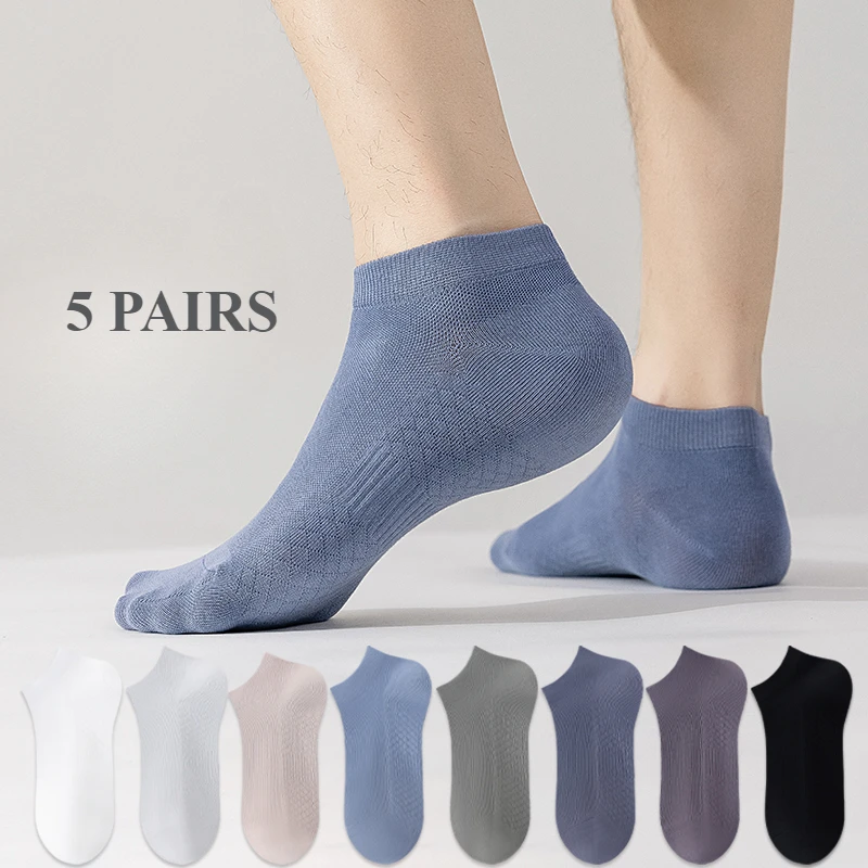 

5 Pairs Men Socks Summer Autumn Anti-slip Socks Man High Quality Cotton Socks Low Cut Sports Ankle Comfortable Breathable