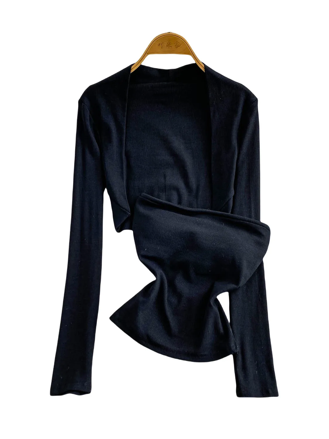 Koreanisches Drama Main Fem Character's Ele Strickjacke ort Oberbekleidung mit Brustpolster Tube Top Zweiteiliges Set