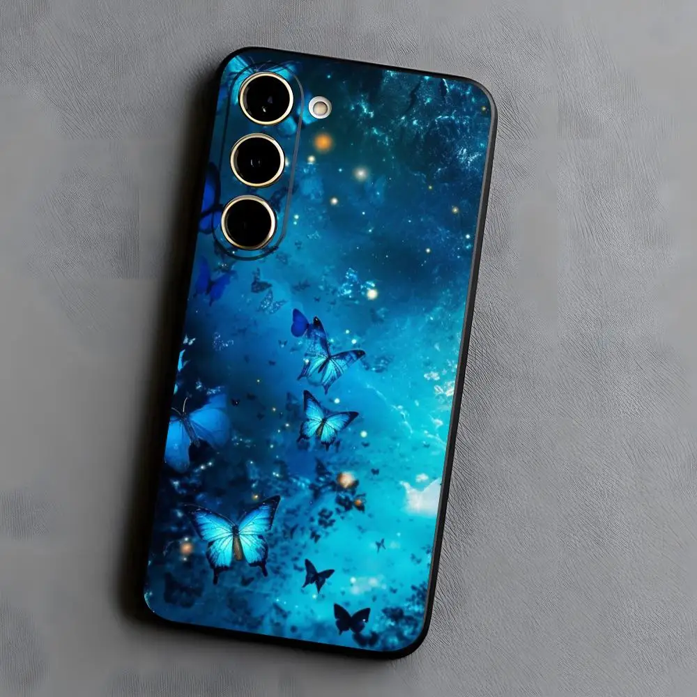 Glow In The Dark Butterfly Phone Case for Samsung A16 A26 A36 A56 A15 A25 A35 A55 A34 A24 A54 A23 A53Black soft shell