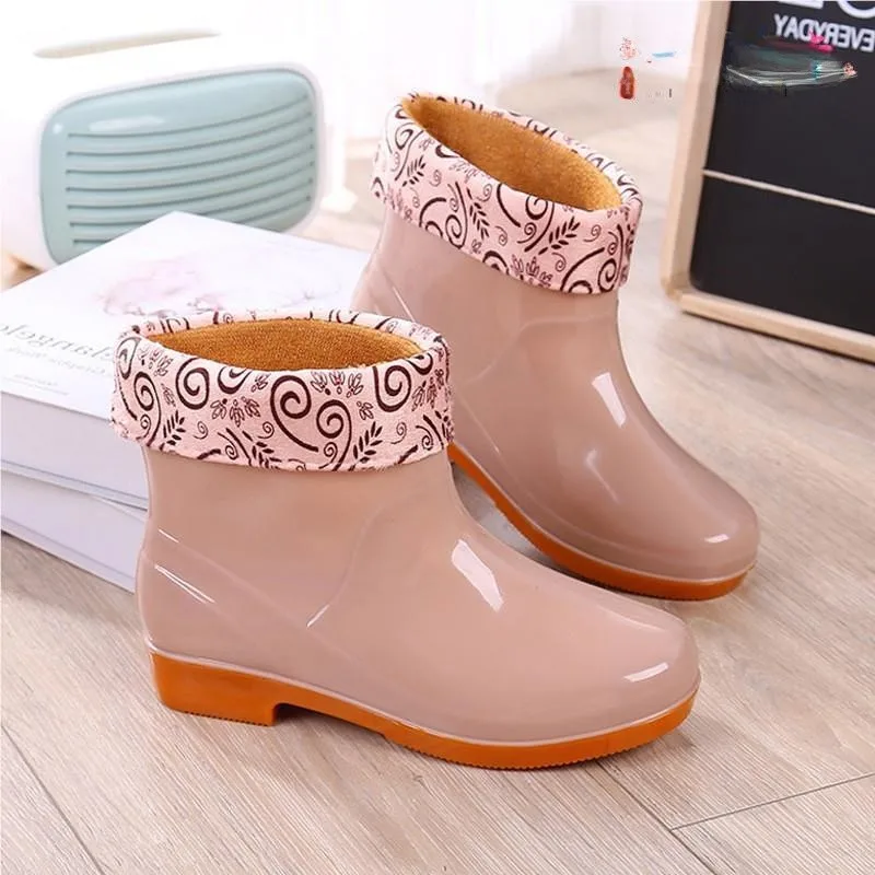 

Women's Short Rain Boots Oxford Bottom Rubber Shoes Waterproof Non-Slip Fashionable Adult Outdoor Wear PVC Sole Rain Shoes
