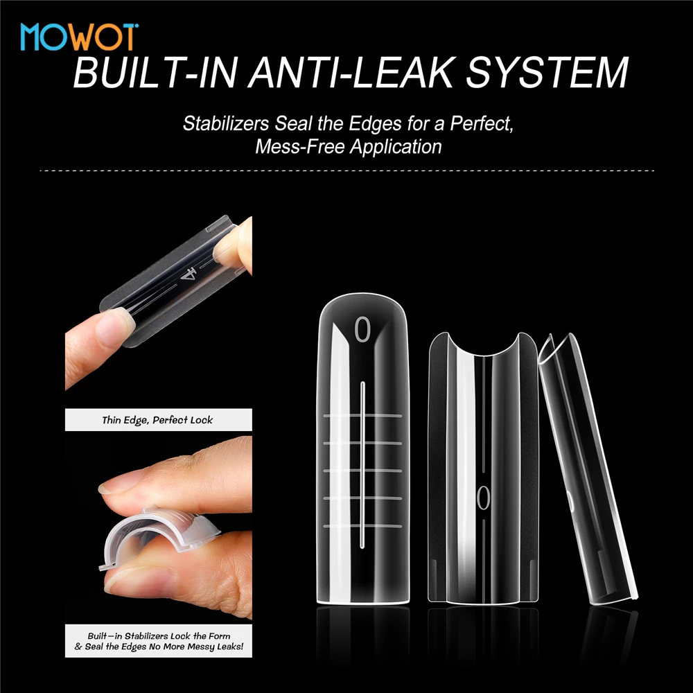 MOWOT nuevo 140 uds/280 Uds sándwich formas duales extensión de uñas molde superior ataúd almendra acrílico moldes inferiores superiores 14 tamaños formas de uñas