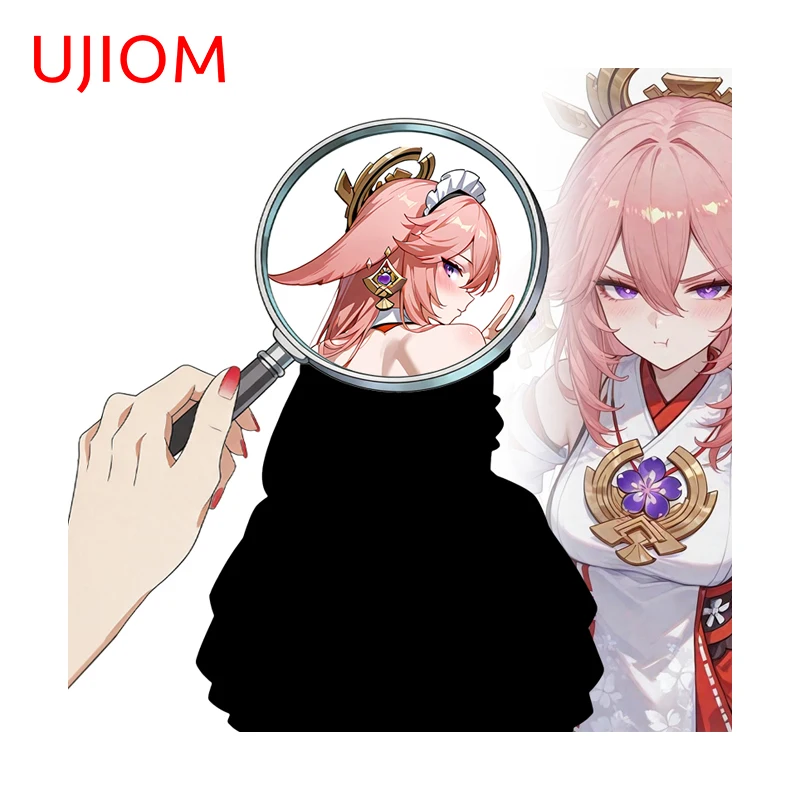 UJIOM Yae Miko Genshin Impact Wall Sticker Artistic Elegant Eye Catching Decal Suitable For Murals Decoration Accessories