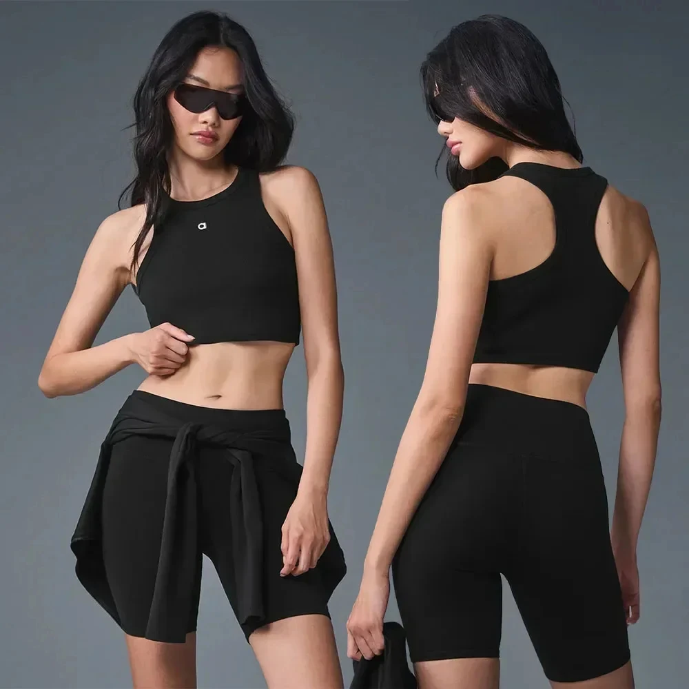 

Женская майка для йоги Aspire Tank Йога вязаный жилет без рукавов Бесшовный короткий тренировочный спортивный тренажерный зал Y2K Топ для фитнеса и бега Тонкий жилет