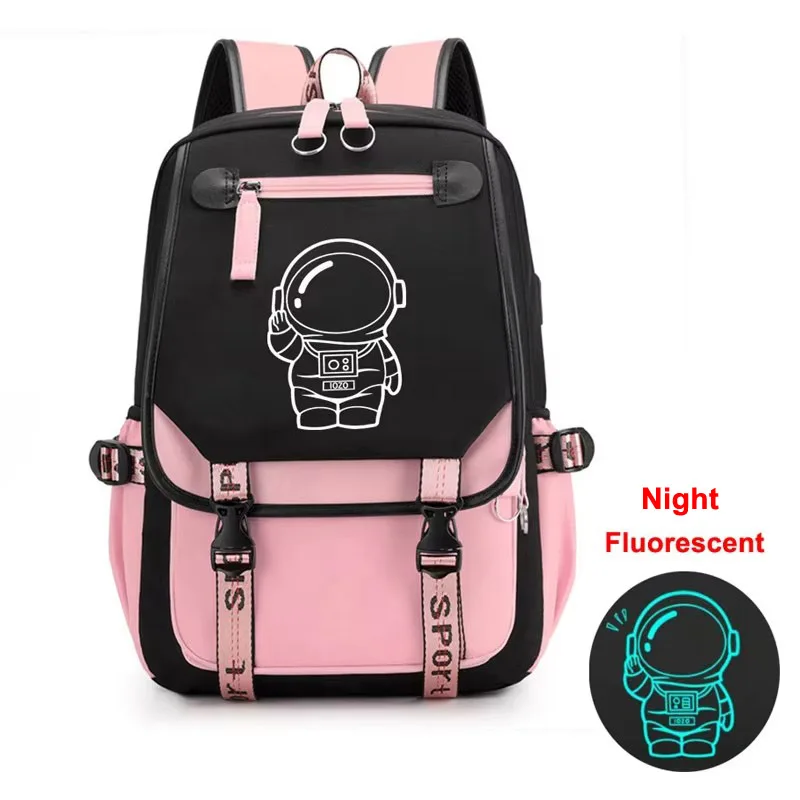

Anime Spaceman Luminous Backpack School Bags For Girl Orthopedic School Backpack Primary Fluorescent Schoolbag Book Bag Mochila