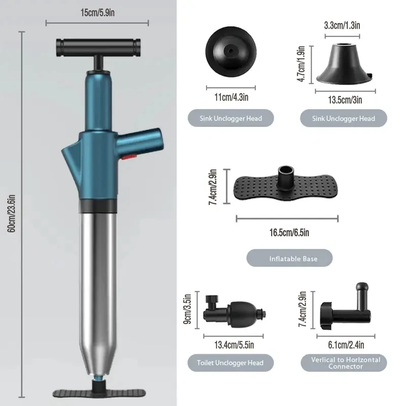 High Pressure Drain Plunger Dredge Clog Remover Air Drain Blaster Bathroom Bathtub Floor Drain Clogged Pipe Unclogger Drain Tool