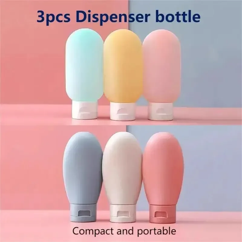 3pcs Travel Dispenser Bottle Daily Wash Compact Portable Shower Gel Shampoo Lotion Squeeze Bottle Hose Squeeze Empty Bottle