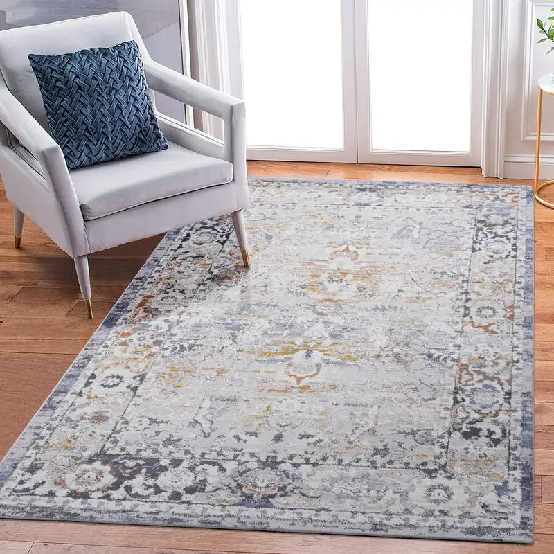 

Traditional Area Rug 5x7 in Ivory and Grey for Home Decor