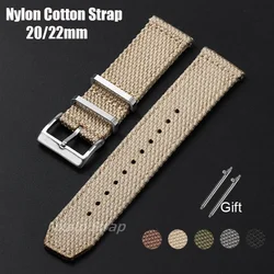 High Quality Nylon Cotton Watch Strap 20mm 22mm for Seiko for Omega Braid Wristband Quick Release Men Military Sport Bracelet