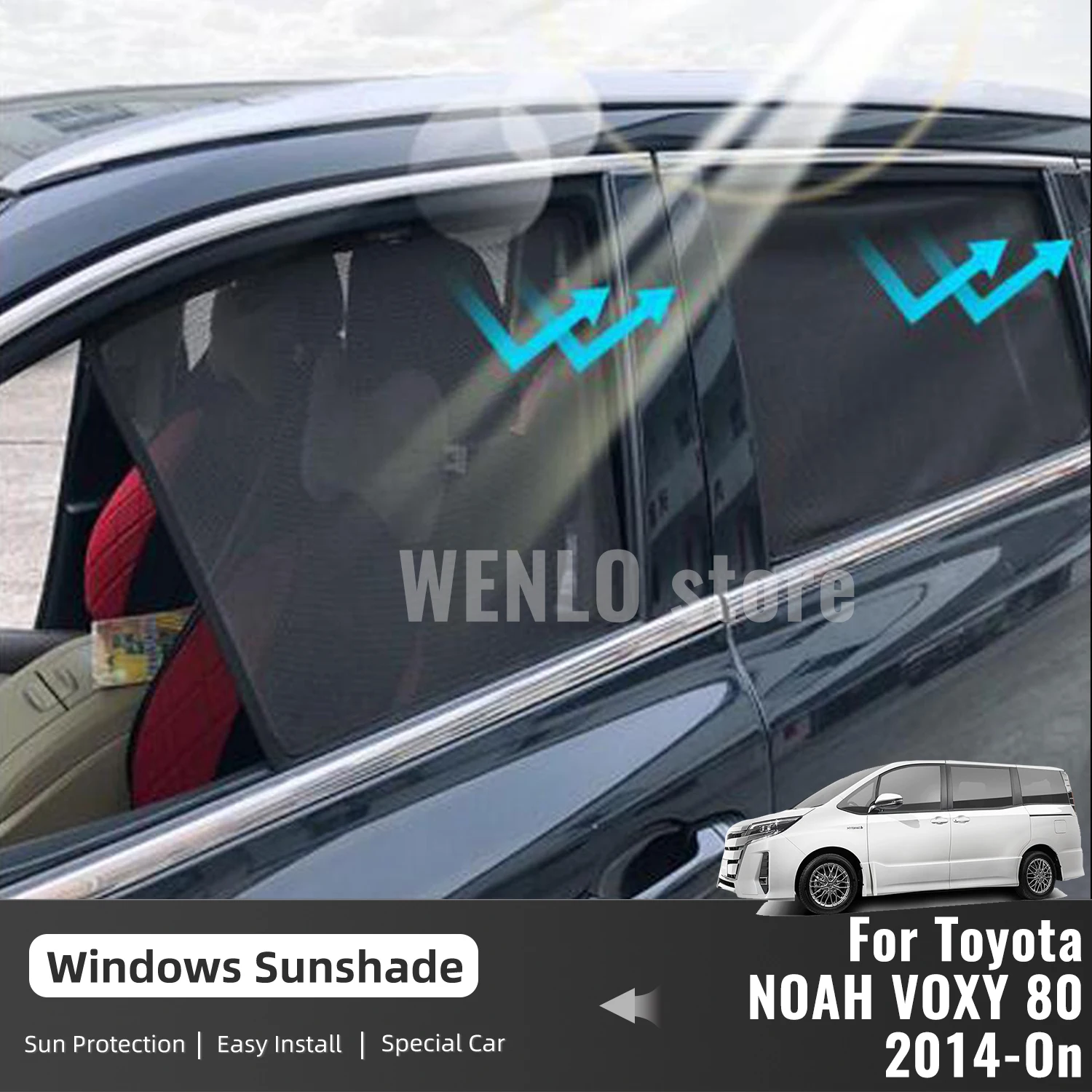 

For Toyota NOAH VOXY R80 2014-2021 Magnetic Car Sunshade Shield Front Windshield Frame Curtain Rear Side Window Sun Shades