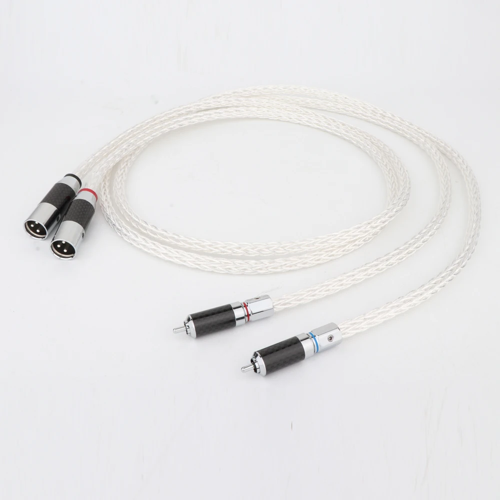 1Pair OCC Silver Plated XLR Audio cable Balance cable RCA Male TO XLR Male Female Connector Audio Cable 8AG Twist Cable