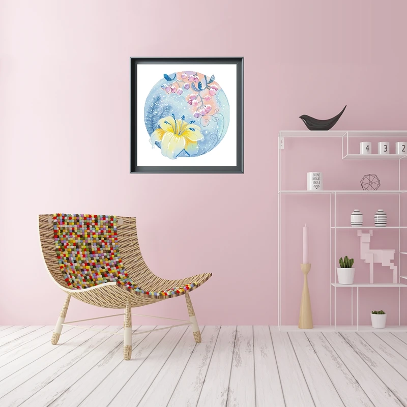 

Набор для вышивки крестом орхидеи, цветок, хлопковая нить, 18ct, 14ct, 11ct, без печати, холст, вышивка, сделай сам