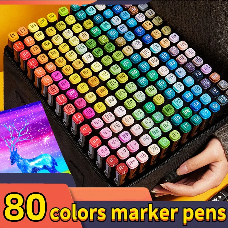 Marker Pen 60 80 96 Colors Art Painting Sketch Pen Double Ended Plumones Posca Marcadores Colores Rotuladores Art Supplies