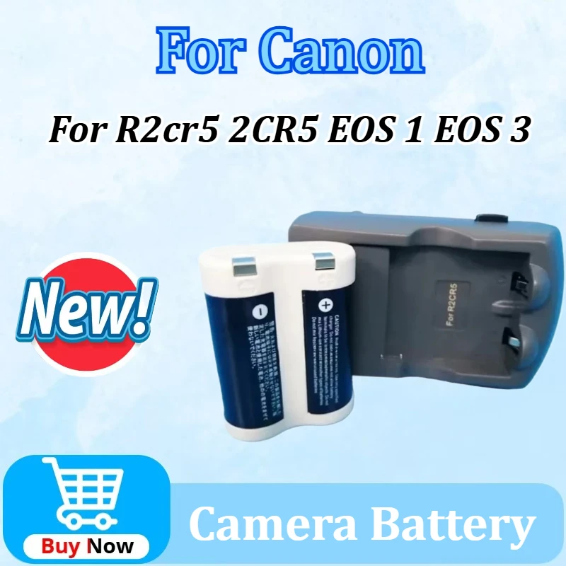 

New 6V Battery for R2cr5 2CR5 EOS 1 EOS 3 Rechargeable Lithium Film Camera Black/White High-Capacity Batteries + Charger