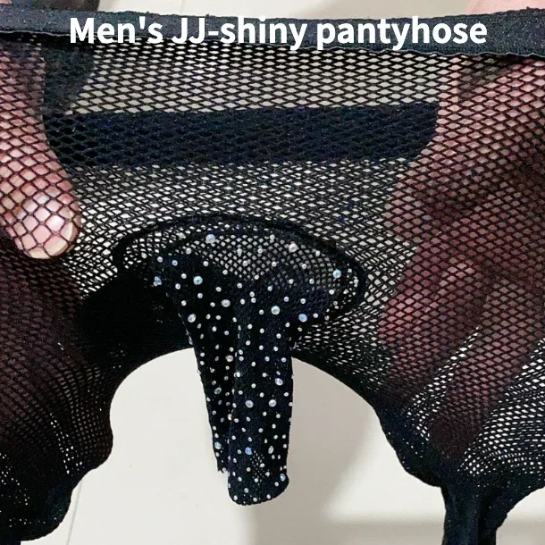 Collant da uomo JJ-lucido scintillante cover-up JJ intimo uomo Sexy Bodystockings Gentlemen Fishnet Legging Clubwear collant da uomo