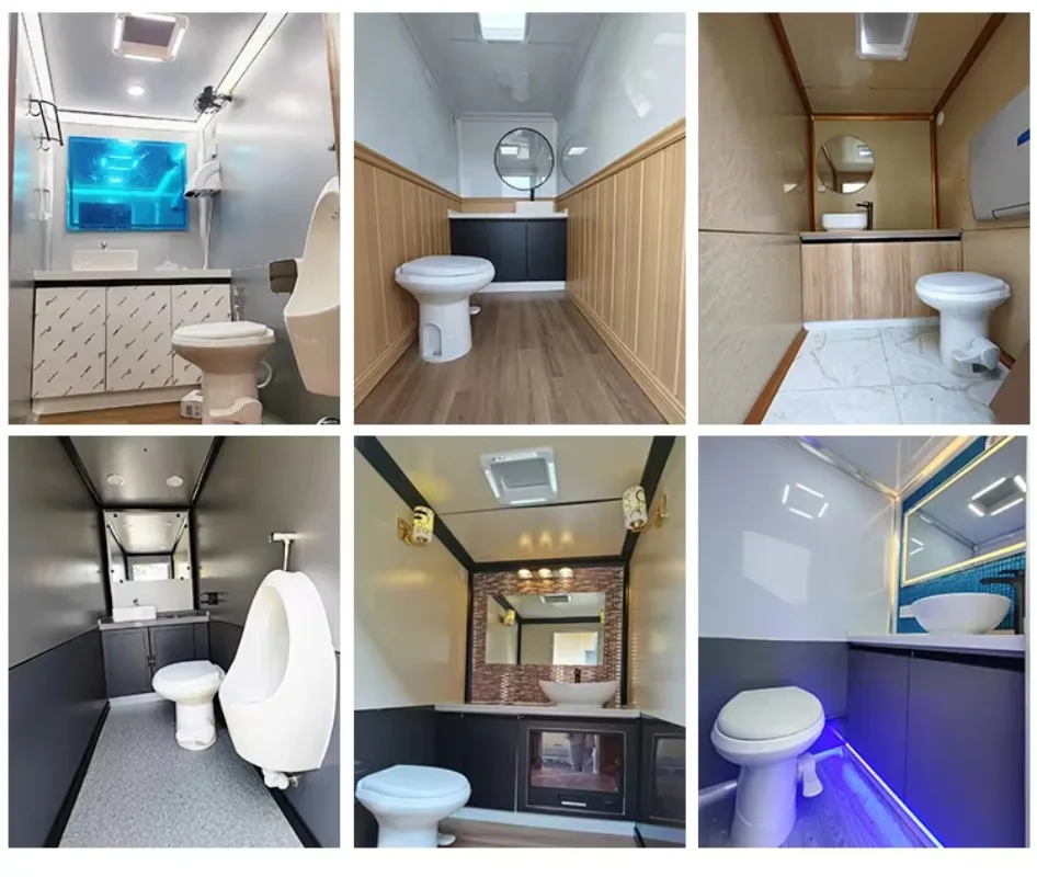 Remolque de Baño Móvil Personalizable de Diseño Moderno con Doble Cabina