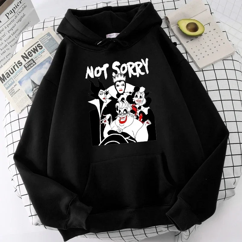 Goth Women White Hoodies Villains Bad Girl Print Hoodie Tops Harajuku Autumn Villain Queen Casual Hooded Pullovers Sweatshirts