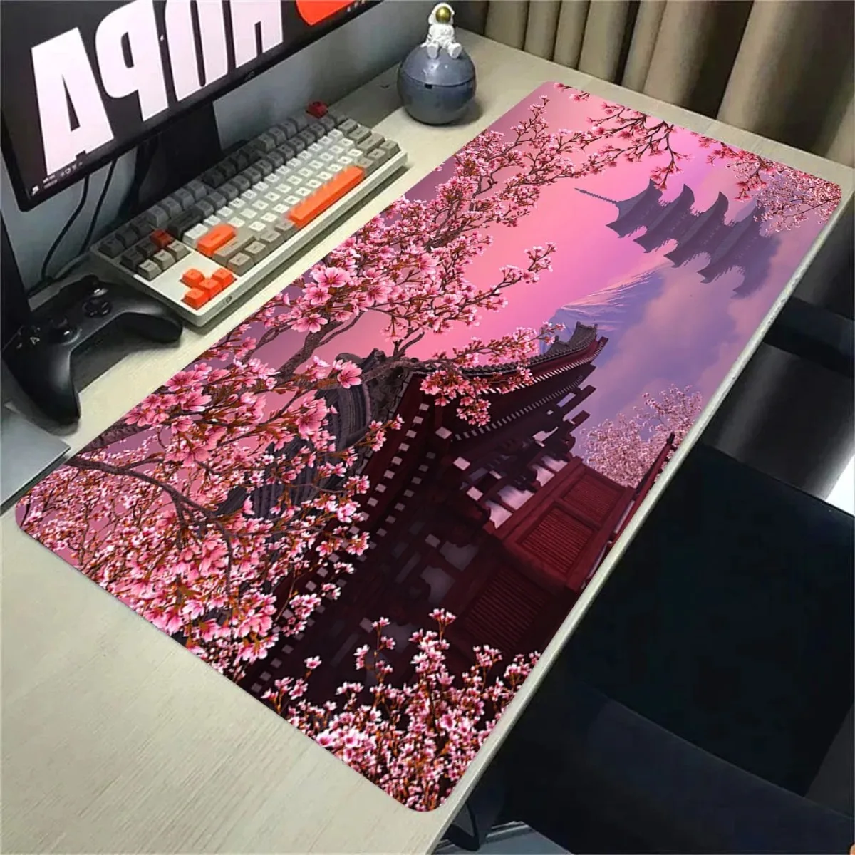 Anime Pink Sakura Landscape Mouse Pad Non-Slip Smooth Gaming Desk Mat for PC Office Keyboard Supplies