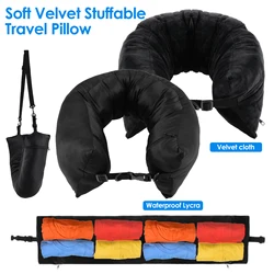 Fillable Travel Neck Pillow Portable Stuffable Neck Pillow Refillable Support Cushion For Car Train Airplane Carry Travel Pillow