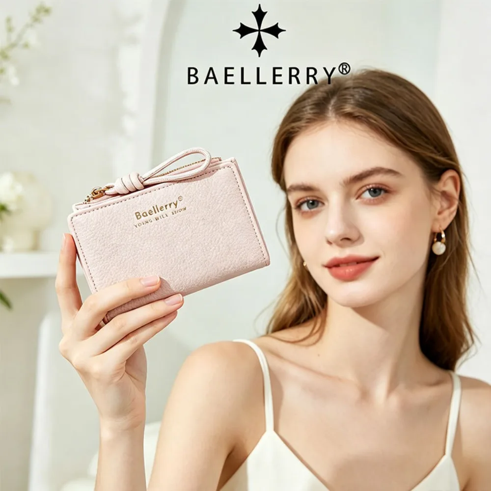 Damen-Kurzgeldbörse aus PU-Leder mit Handschlaufe Lässige Geldbörse Leicht, Elegant, Minimalistischer Stil Tägliche Tragetasche