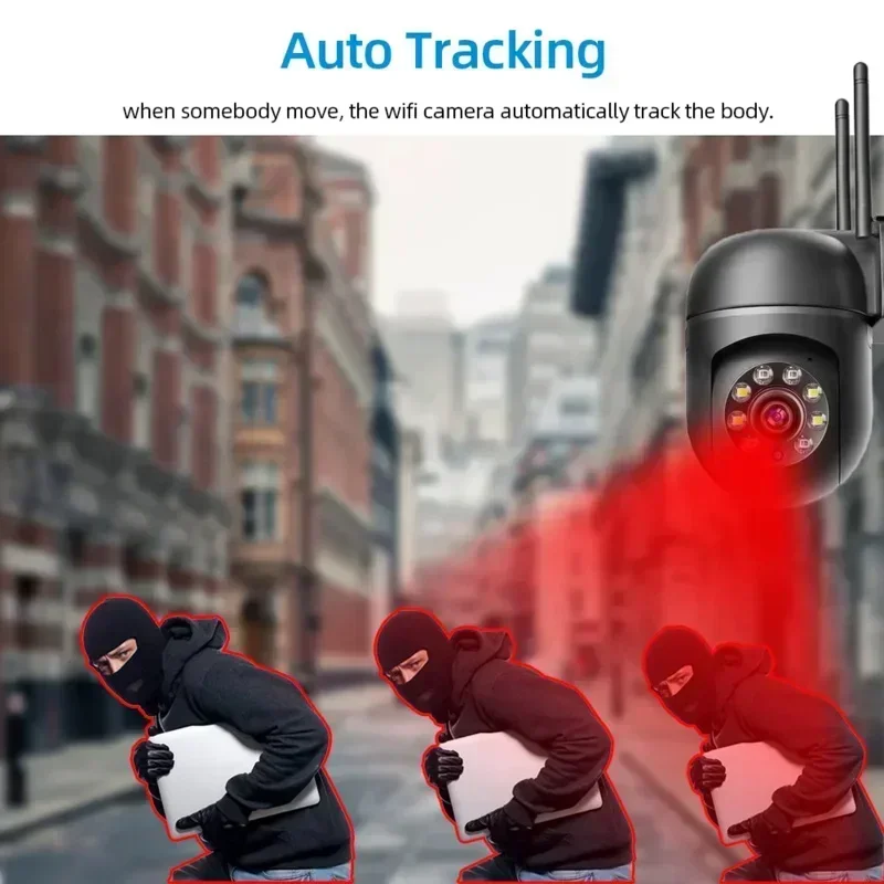 Imagem -05 - Câmera ip de Vigilância Wifi ao ar Livre Auto Tracking Impermeável Home Security Proteção 1080p